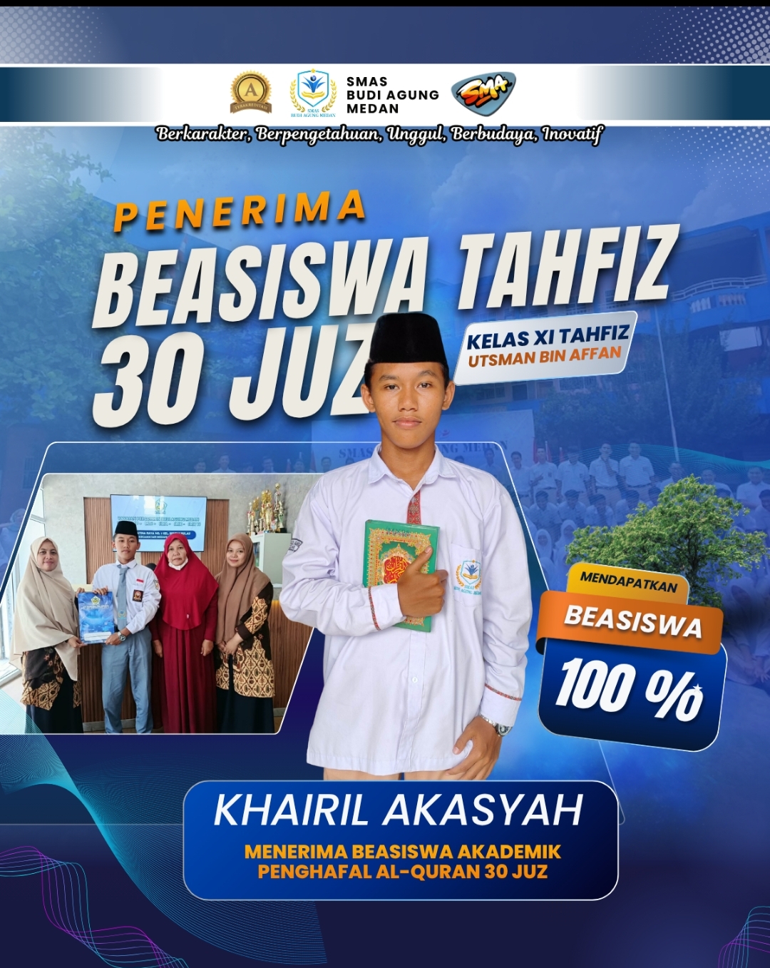 Raih Hafalan 30 Juz, Khairil Akasyah Terima Beasiswa Tahfiz Al-Qur’an